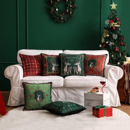 2 Pieces Christmas Pillow Cover Merry Christmas Throw Cushion Covers Tree Reindeer Star Pillow Case for Party Home Decoration