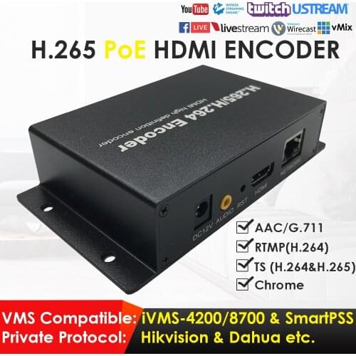PoE H.265 1080P HDMI Network Video Encoder Suitable for IPTV CCTV Surveillance Live Broadcast to YouTube Facebook W/TS RTMP DDNS