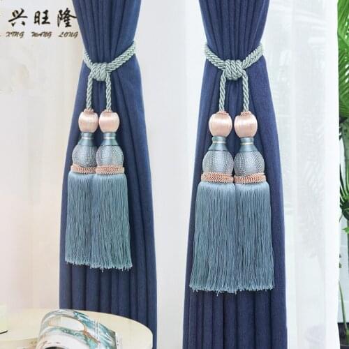 XWL 2Pcs 4 Balls Tennis Curtain Tiebacks Hanging Straps Ropes Tassel Fringe Curtain Accessories Brush Bind Buckle Clasp Tieback