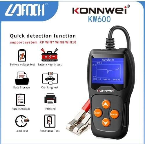 KONNWEI KW600 Car Battery Tester 12V Analyzer 100 to 2000CCA Car Battery Tester Car Quick Cranking Charging Circut Tester