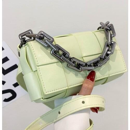 Woven Waist Bags For Women Brand Handbag Luxury Weave Waist Belt Bag With Thick Chain 2021 Trend Chest Pouch Female