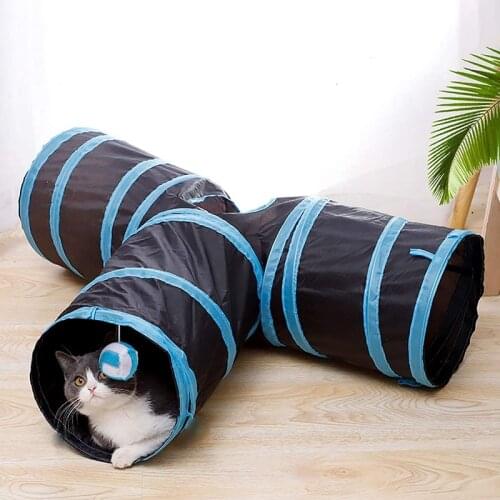 Indoor 3-Way Collapsible Cat Tunnel Tube Kitty Tunnel Cat Pet Toys Peek Hole Toy Cat Puppy Kitty Kitten Rabbit
