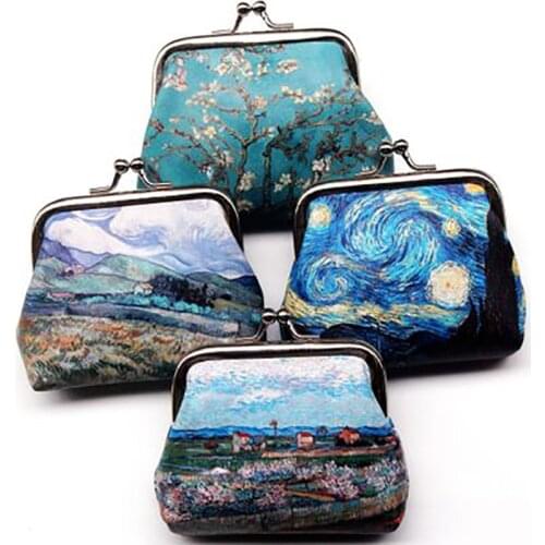 Vintage Printing Coin Purses Female Hasp Zero Wallet Portable PU Leather Clutch Change Purse