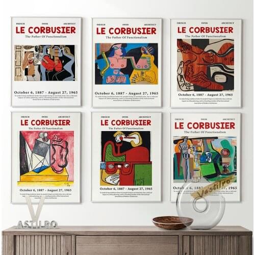 Le Corbusier Exhibition Poster Cubism Printable Abstract Wall Art Canvas Painting Mid Century Modern High Quality Home Decor