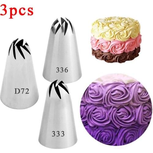 1/3pcs Rose Pastry Nozzles Cake Decorating Tools Flower Icing Piping Nozzle Cream Cupcake Tips Baking Accessories #D72 333 336