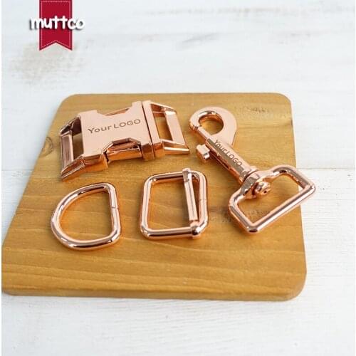 10sets/lot (metal buckle+adjust buckle+D ring+metal dog clasp/set) engraved buckle 25mm DIY dog collar leash accessory 4 colors