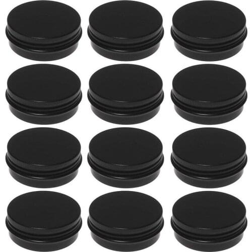 12Pcs 1Oz Black Aluminum Tin Jars Round Screw Lid Containers Empty Metal Storage Cans For Organizing Cosmetic Small Jewelry Orna