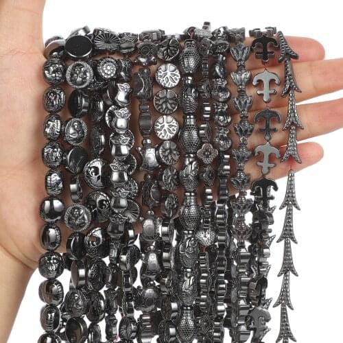 13 Styles Natural Stone Beads Black Hematite Beads Loose For Jewelry Making DIY Bracelet Accessories