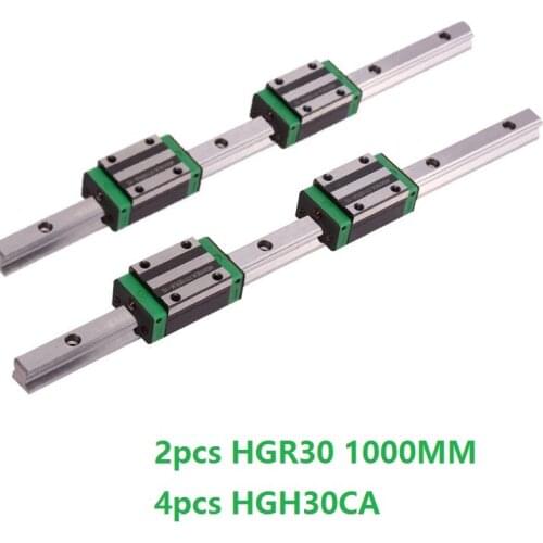 2pcs Linear Guide Rail HGR30 -L 1000MM And 4pcs HGH30CA Linear Narrow Sliding Blocks Carriages CNC Router Parts