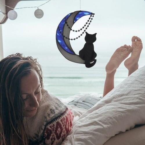 Acrylic Hanging Cat Household Bedside Decoration Mini Stained Animal Hanging Window Wall Room Decor Hanging Ornaments