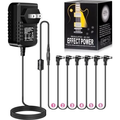 6 way electric guitar accessories effect pedal power cable adapter daisy chain wire 9VDC1A US EU UK JP AU plug