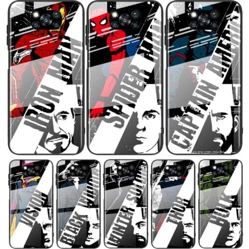 Tempered Glass Cover Luxury Avengers Marvel superhero For Xiaomi POCO F3 F2 X3 NFC X2 M2 Pro Shockproof Shell Phone Case