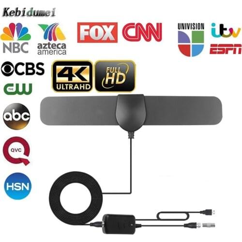 Kebidu High Gain 25dB Indoor TV Antenna 80 Miles HD TV Antenna DVB-T2 Digital Amplifier Aerial Indoor Digital TV Antenna