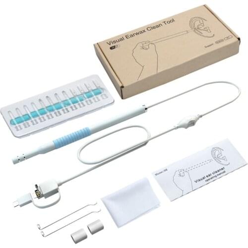 Ear Cleaning Endoscope 3-in-1 USB Visual Ear Spoon 5.5mm Mini Camera 6 Illumination LED Lights Earpick Removal Ear Wax Tool Set