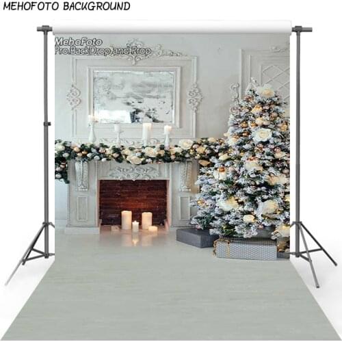 Christmas Tree Fireplace Photography Backdrops New Year Home Decor Photo Background Customized Photo Studio Backdrop
