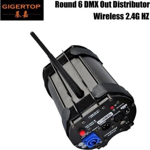 Gigertop TP-D1354 Round 6DXHW Distributor Wireless 2.4G Neutrik 3pins XLR Socket Independent DMX512 Signal Amplifier System