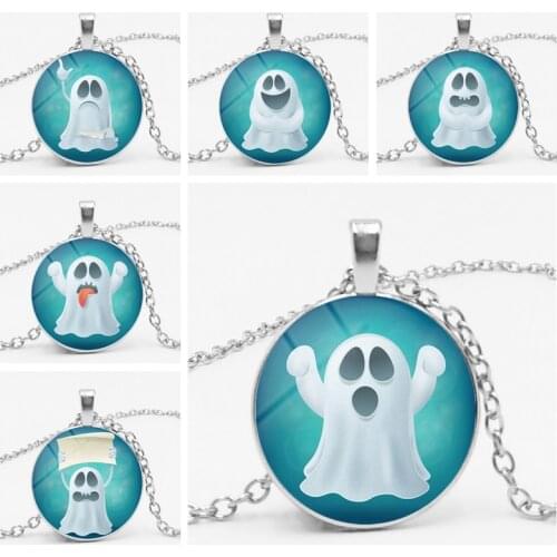 2019 Hot New Halloween Halloween Devil Queen Glass Cabochon Necklace Pendant Childrens Clothing Sweater Chain Accessories