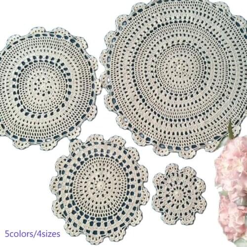 HOT lace cotton table place mat cloth crochet placemat tea coffee round pad wedding dining plate coaster cup mug doily kitchen