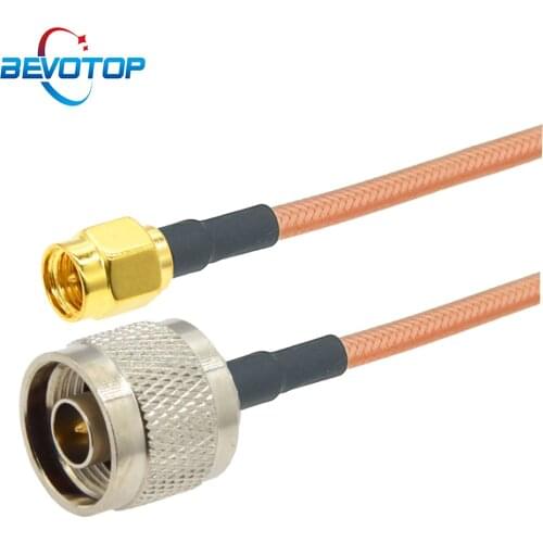BEVOTOP RG142 N Male Plug to SMA Male RF Connector Adapter Cable Coaxial Jumper Pigtail RG-142 Extension Cord 10CM 15CM 50CM 1M