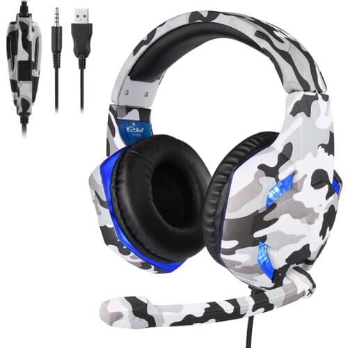 LED Camouflage Gaming Headset With Microphone Heavy Stereo Bass Professional Gamer Computer Wired Headphone For PS4 Xbox One