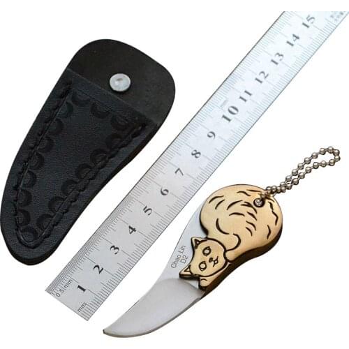 Almighty Eagle Mini Pocket Cute Cat Shape Gift Knife EDC Tool D2 Steel Portable Self-defense Camping Outdoor Tool