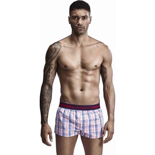 2020 High Quality Mens Boxer Shorts Woven Cotton Classic Plaid Combed Male Underpant Loose Breathable