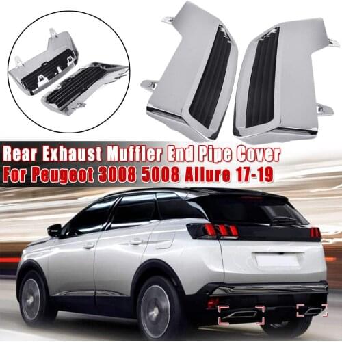 Chrome Rear Exhaust for Peugeot 3008 5008 Muffler Tail End Pipe Cover Accessories for Allure -2019 Car Styling 2PCS ABS
