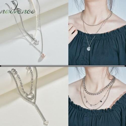 Nextvance Fashion Heart Queen Butterfly Pearl Necklace Multilayer Pendant for Women Girlfriend Birthday Gift Jewelry wholesale