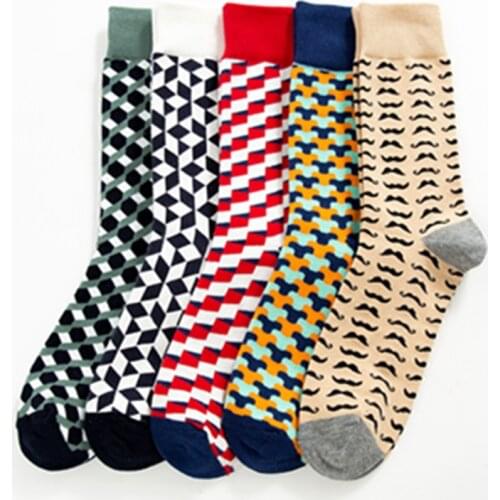 Autumn Winter Autumn Winter Men Happy Socks Funny Combed Cotton Socks Colorful Multi Pattern Antiskid Breathable Casual Socks