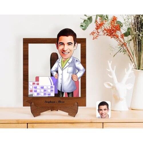 Personalized Men 'S Pharmacist Caricature Of Wooden STANDING 3D Biblo-3