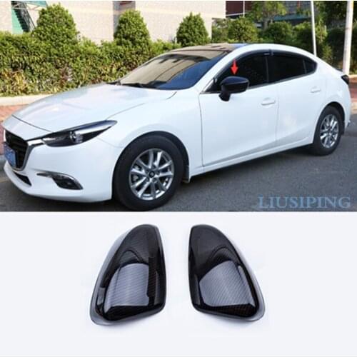 Fit For Mazda 3 Axela 2017-2018 ABS Carbon Fiber style Look Rear Mirror View Cover Trim 2pcs