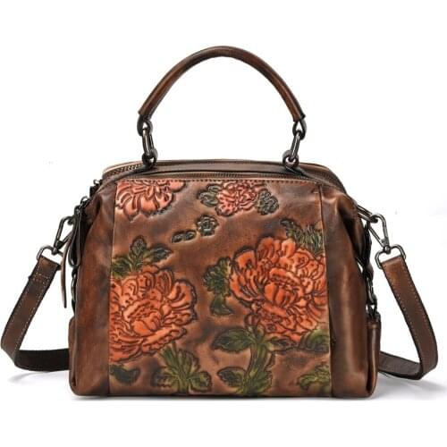 2019 Hot women handbag genuine leather charming gorgeous flowers prints shoulder bag creative messenger bag