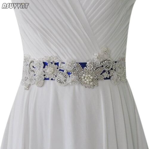 Fashion Belt Flowers Handmade Belt Luxury Wedding Sash Crystal Beads Pearl Rhinestone Embroidered Wedding Belt For Party Dress