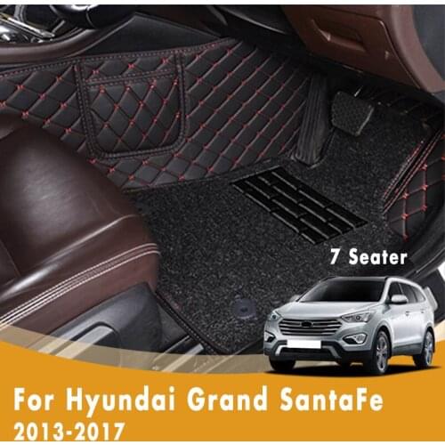 RHD Luxury Double Layer Wire Loop Carpets Car Floor Mats For Hyundai Grand Santa Fe 2017 2016 2015 2014 2013 (7 Seats) Styling