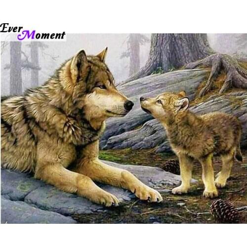 Needlework diamond mosaic diamond embroidery wolves cross stitch sewing mother and son square full embroidery Christmas ASF387