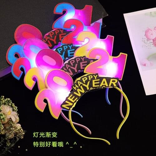 2021 luminous headdress with lamp hoop Spring Festival New Year Concert props childrens toys new year hairband headdress batch