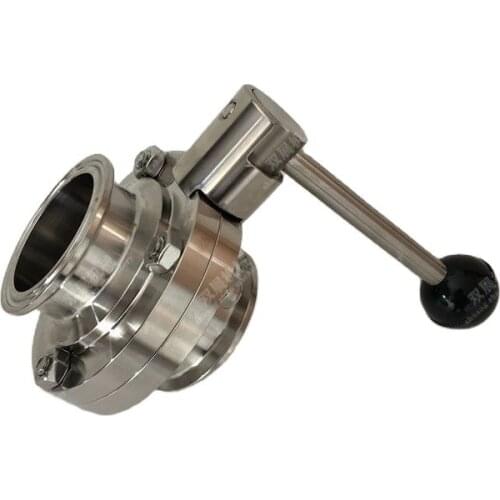 SS304 Stainless Steel Butterfly Valve Tri Clamp 1.5 in. Pull Handle Silicone EPDM Valve Seat