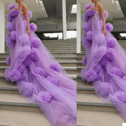 Unique New Photo Shoot Evening Dresses Sexy Sweetheart Ruffles Tiered Tulle Lace Pregnant Women Cape Dress Maternity Baby Shower