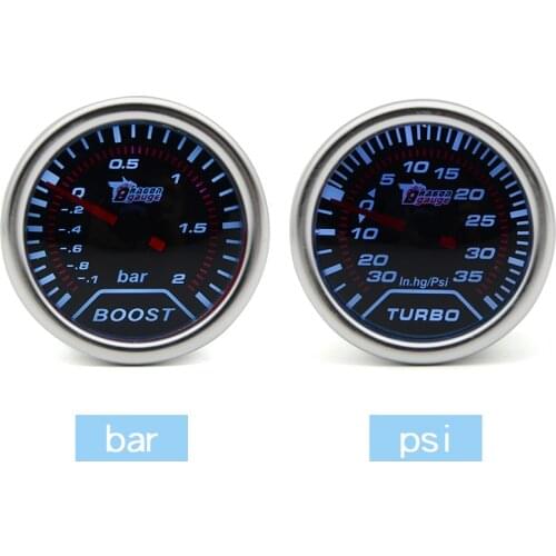 2" 52MM Universal Boost Turbo Car Gauge -1~2 Bar /-30 In.hg~35 Psi Meter Auto White LED