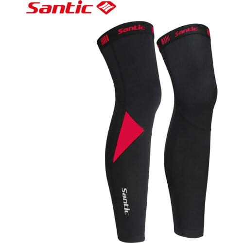 Santic Cycling Leg Warmers Thermal Fleece Windproof Soft Shell Knee Sleeve Breathable MTB Mountain Bike Protect Cover Asian Size