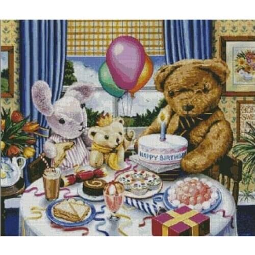 Embroidery Package Hot Sell Best Quality Cross Stitch Kits Birthday Party Bear Animal Free Shipping