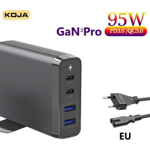95W GaN Charger USB-C Power Adapter,4-port PD65/45/30/18W QC3.0 AFC For MacBook IPad IPhone12 Samsung S20 XIAOMI HUAWEI Laptop