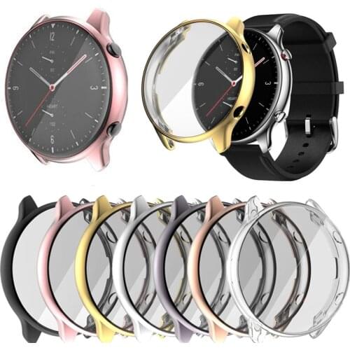 TPU Soft Full Screen Glass Protector Case Shell Edge Frame For Amazfit GTR 2/2e GTR2/e Smartwatch GTR2e Protective Bumper Cover