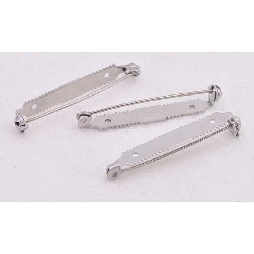 10pcs 38mm Stainless Steel Brooch Clip Base Pins Blank Safe Lock Saw Tooth Brooch Pin Base for DIY Jewelry Making