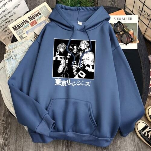 Japan Anime Tokyo Revengers Print Woman Hip Hop Casual Hooded Harajuku Fleece Sweatshirt 2021 Winter Loose Women Streetwear Top