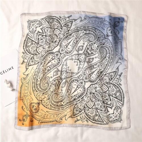 Luxury Brand 2019 New Fashion Summer Silk Square Scarf Women Gradient Satin Neck Hair Tie Band Beach Hijab Head Female Foulard