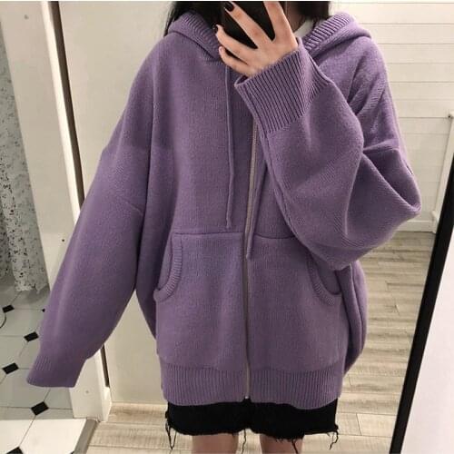 7 colors korean ins style Women Autumn Winter thick warm Cardigan Sweater coat Female Outwear solid color Knitted tops (X862