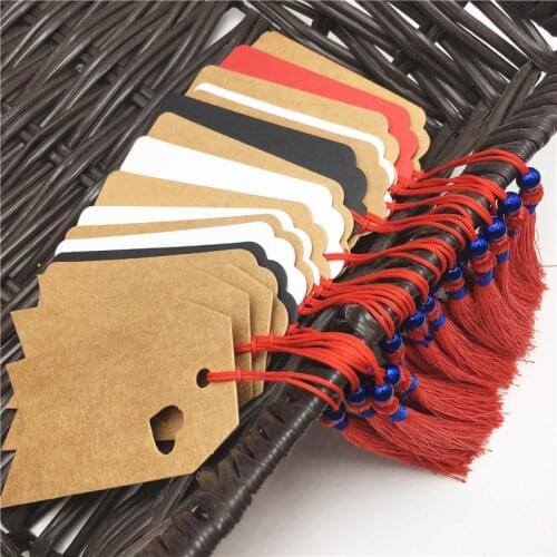 20PCS Natural Brown Kraft Paper Tags Scallop Label jewelry Note Hang Tag Big Gift Decor Labels 9.5x4.5cm
