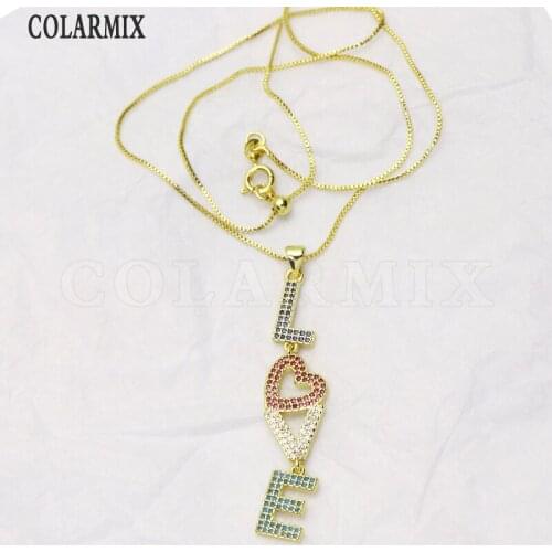 3Pcs Zircon Love shape Necklace Shape pendant Necklace Love shape pendant Box chain Necklace jewelry Women Bracelet 8373