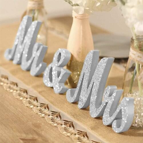 3Pcs/set Wooden MR & MRS Wedding Signs Gold Wooden Letters Sign Wedding Table Numbers Letters Decoration Photo Props Backdrops